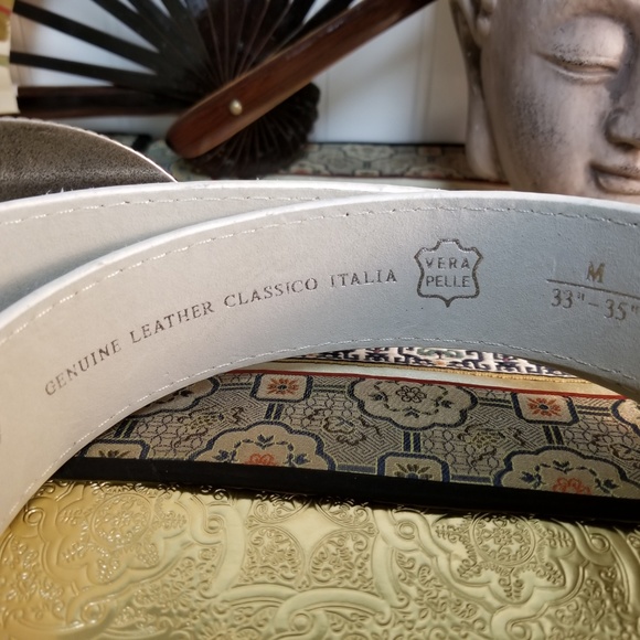White Italian Leather Belt - Picture 6 of 8
